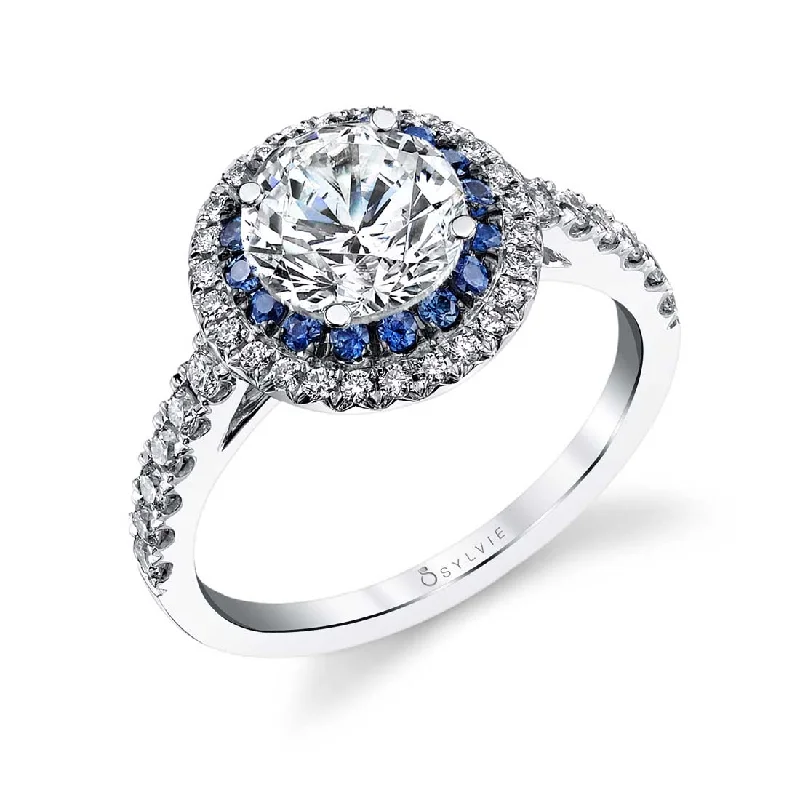 Ladies engagement rings mindful radiance -Sylvie Classic Double Halo Engagement Ring S4102