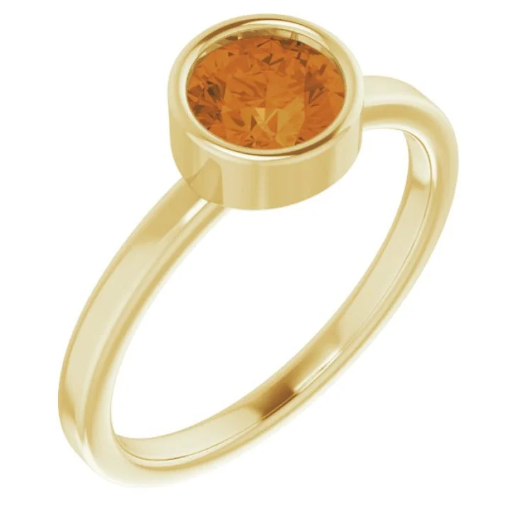 Ladies rings artisan crafted -14K Yellow 6 mm Natural Citrine Ring