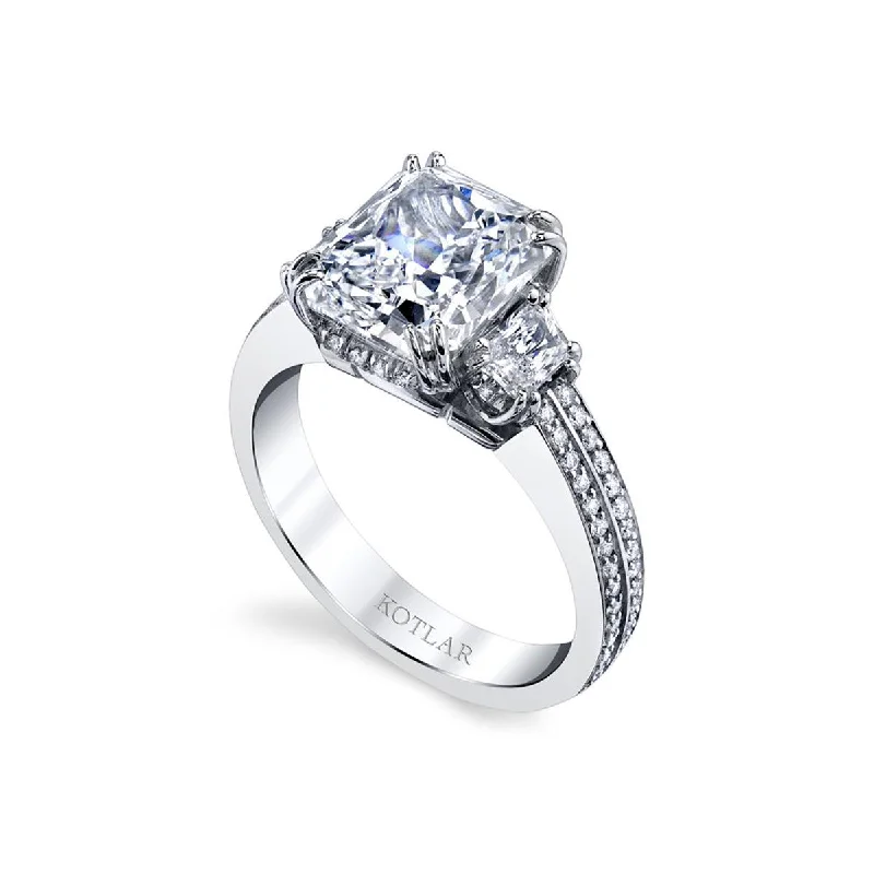 Ladies engagement rings with radiant gems -Harmonie Platinum Radiant Diamond Engagement Ring