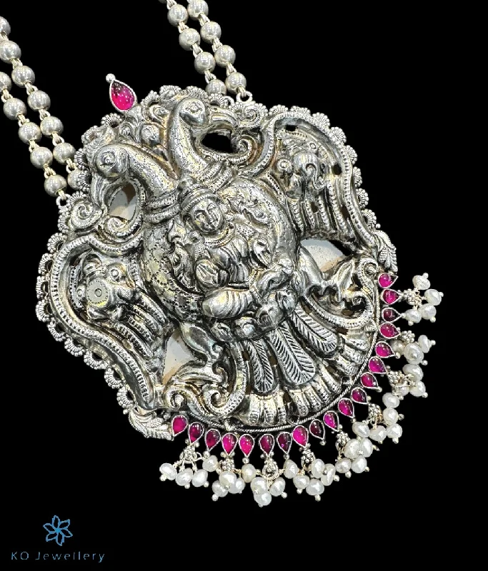 ladies necklaces industrial-The Adhya Silver Gandaberunda Necklace