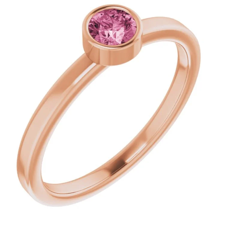 Ladies rings date radiance -14K Rose 4 mm Natural Pink Tourmaline Ring