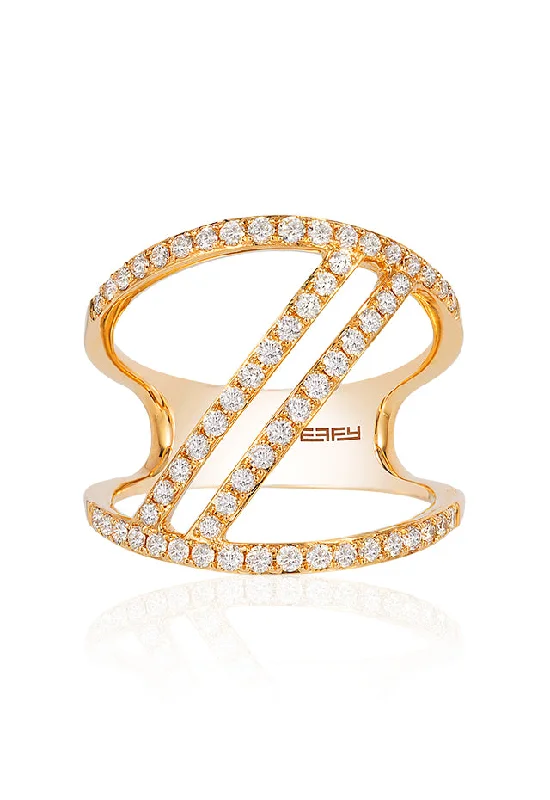 Ladies rings no fee delivery -D'Oro 14K Yellow Gold Diamond Negative Space Ring, 0.65 TCW