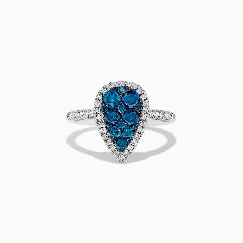 Ladies rings mild shine -Bella Bleu 14K White Gold Blue and White Diamond Ring