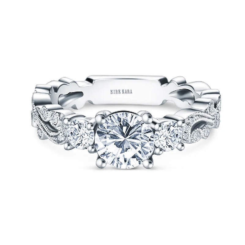 Ladies engagement rings dusk radiance -Milgrain Poetic Diamond Engagement Ring Setting