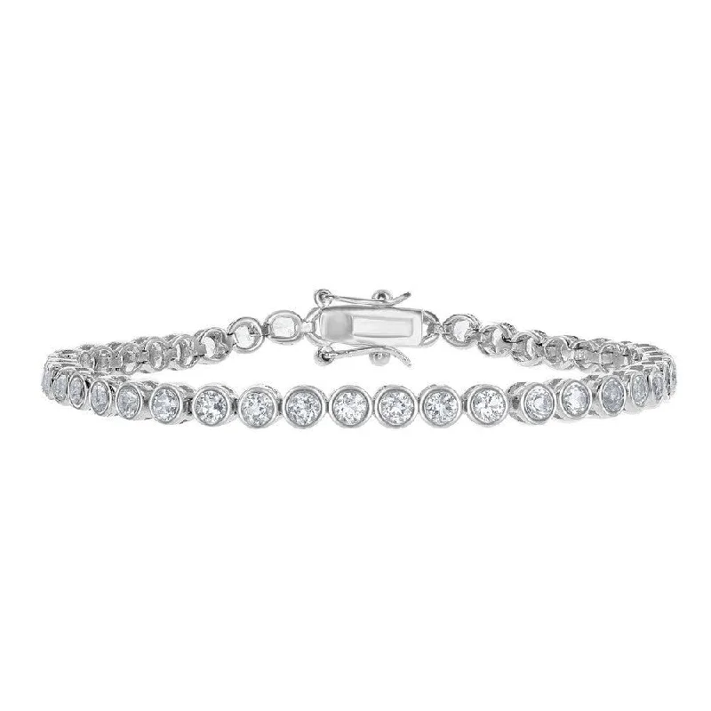 ladies bracelets smooth-Sterling Silver 4mm Round Tennis Bracelet, 7.25"