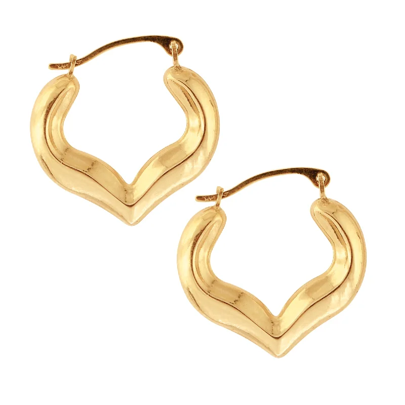 Ladies earrings pink shine -10K Gold Half Heart Hoop Earring