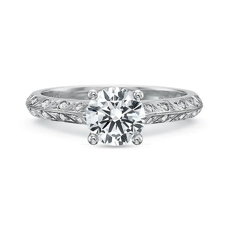 Ladies engagement rings near glow -Diamond Engagement Ring Setting with Leaf Motif