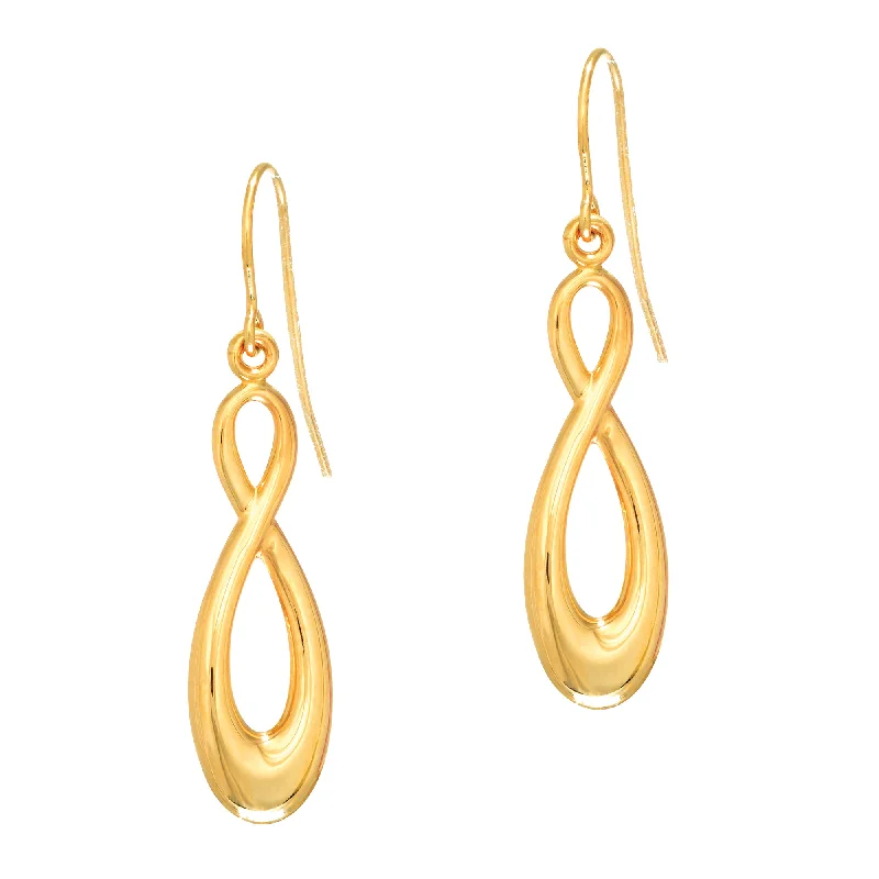 Ladies earrings grain shine -14K Gold Polished Infinity Drop Earring