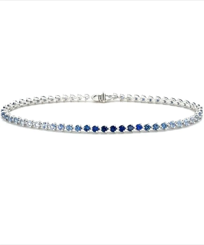 ladies bracelets rare-Blue Sapphire Line Bracelet 238-JSA