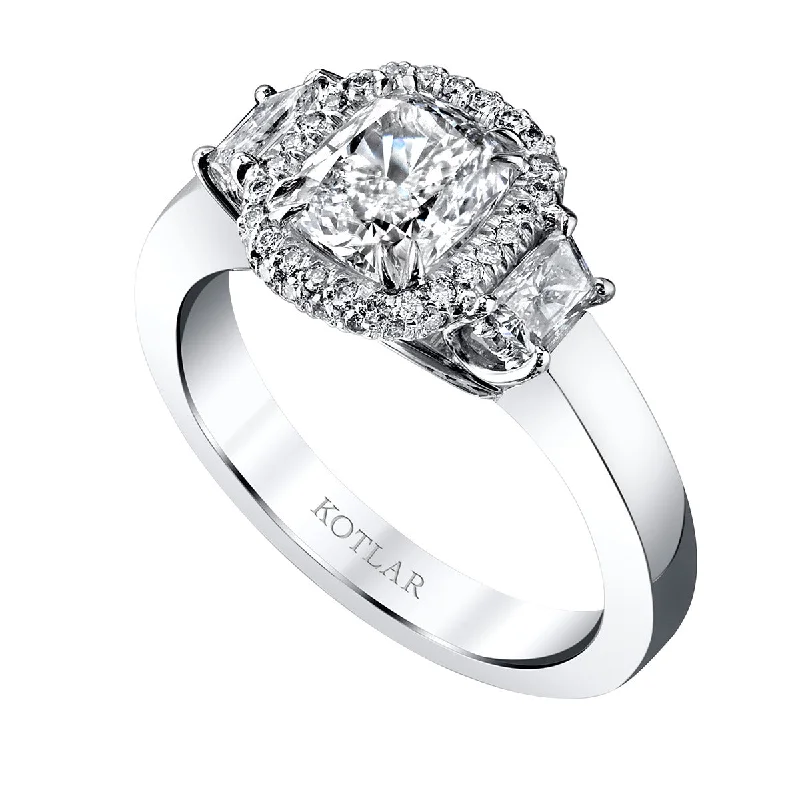 Ladies engagement rings fame glow ring -Kotlar Cushion Diamond 3-Stone Engagement Ring