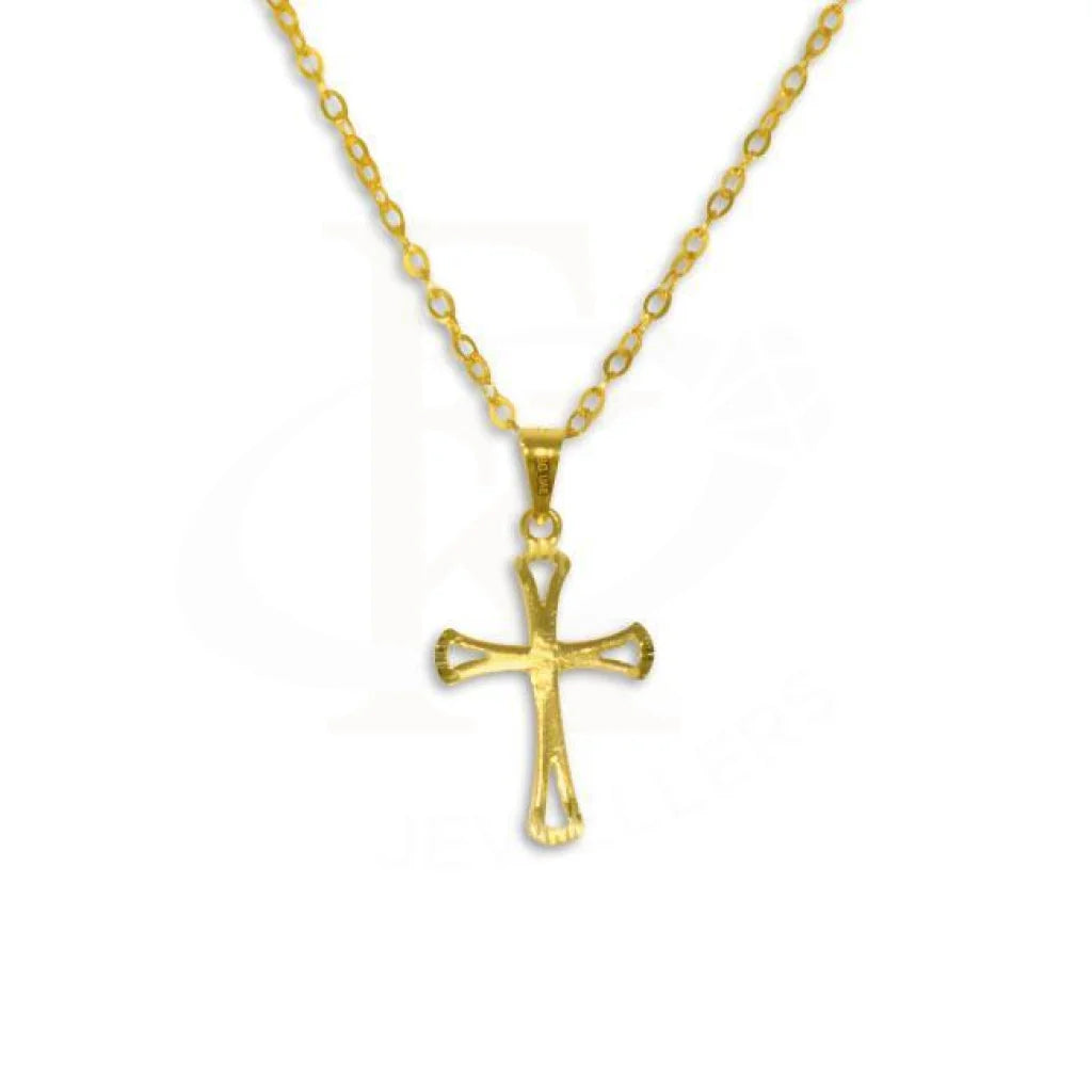 ladies necklaces statement-Gold Necklace (Chain with Cross Pendant) 18KT - FKJNKL1229