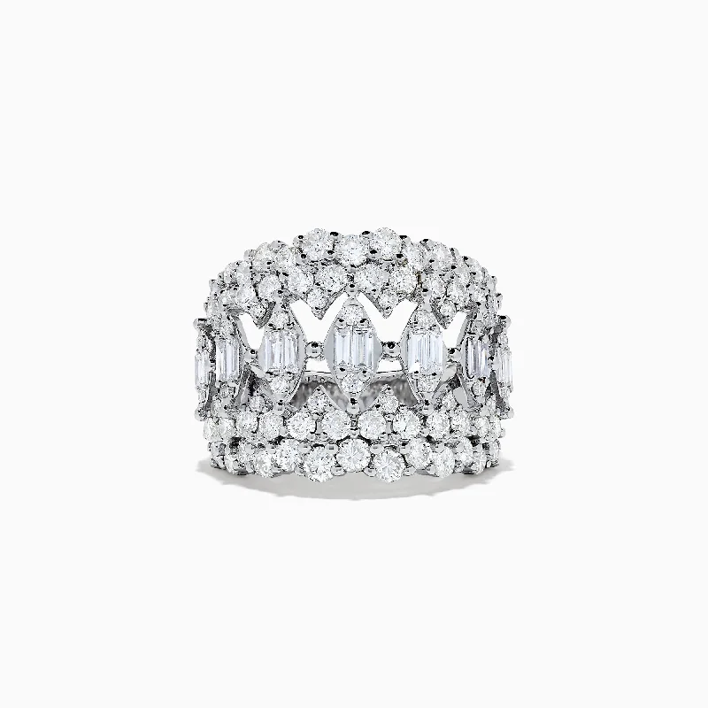 Ladies rings fresh modern glow -Classique 14K White Gold Diamond Wide Band Ring, 2.59 TCW