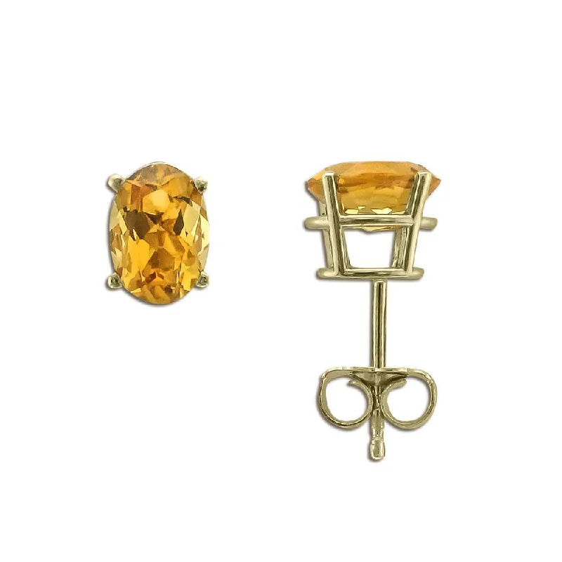 Ladies earrings past shine drop -14KT YELLOW GOLD 1.40 CTW 7X5MM OVAL CITRINE EARRINGS