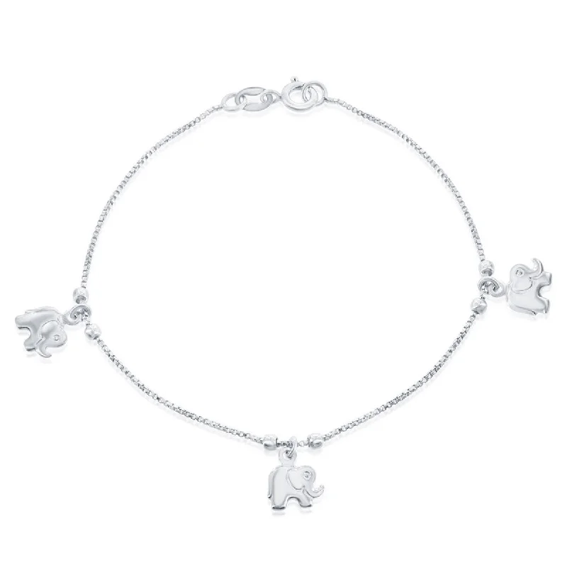 ladies bracelets eye catching-Classic Women's Bracelet - Sterling Beads with Elephant Charm | S-4970