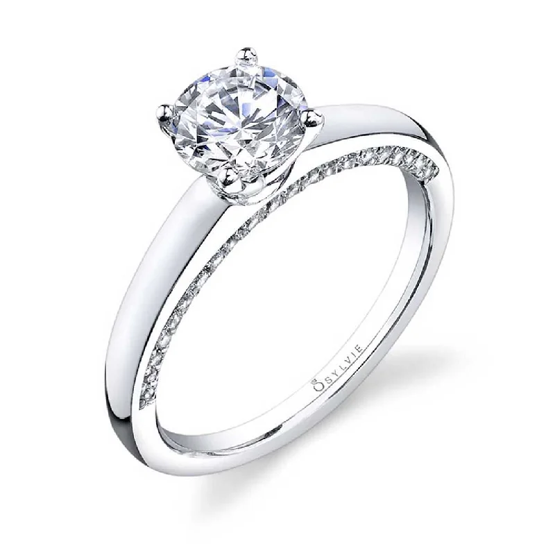 Ladies engagement rings hue radiance -Sylvie Round Solitaire Engagement Ring SY700