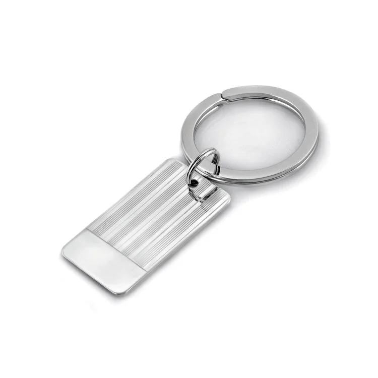 Ladies rings duo glow band -Sterling Silver Rectangle Engine-Turned Key Ring