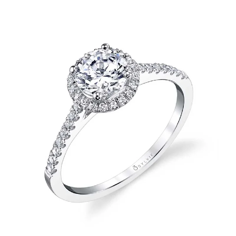 Ladies engagement rings deep shine -Sylvie Round Halo Engagement Ring SY696