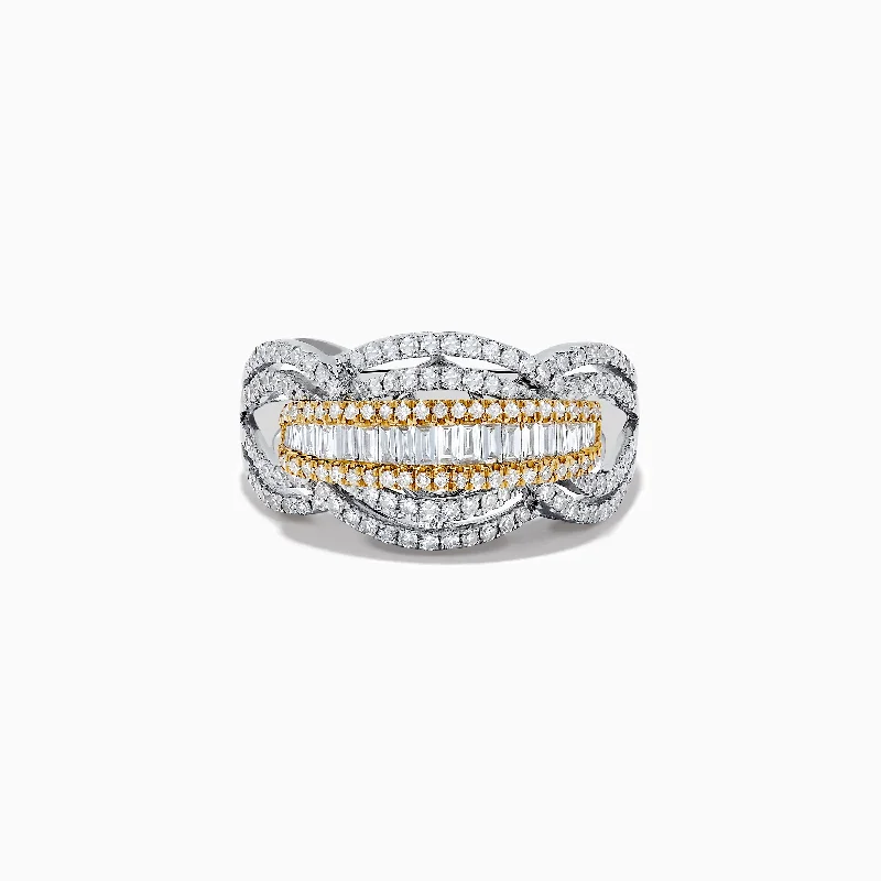 Ladies rings jazz age -Duo 14K White and Yellow Gold Diamond Ring