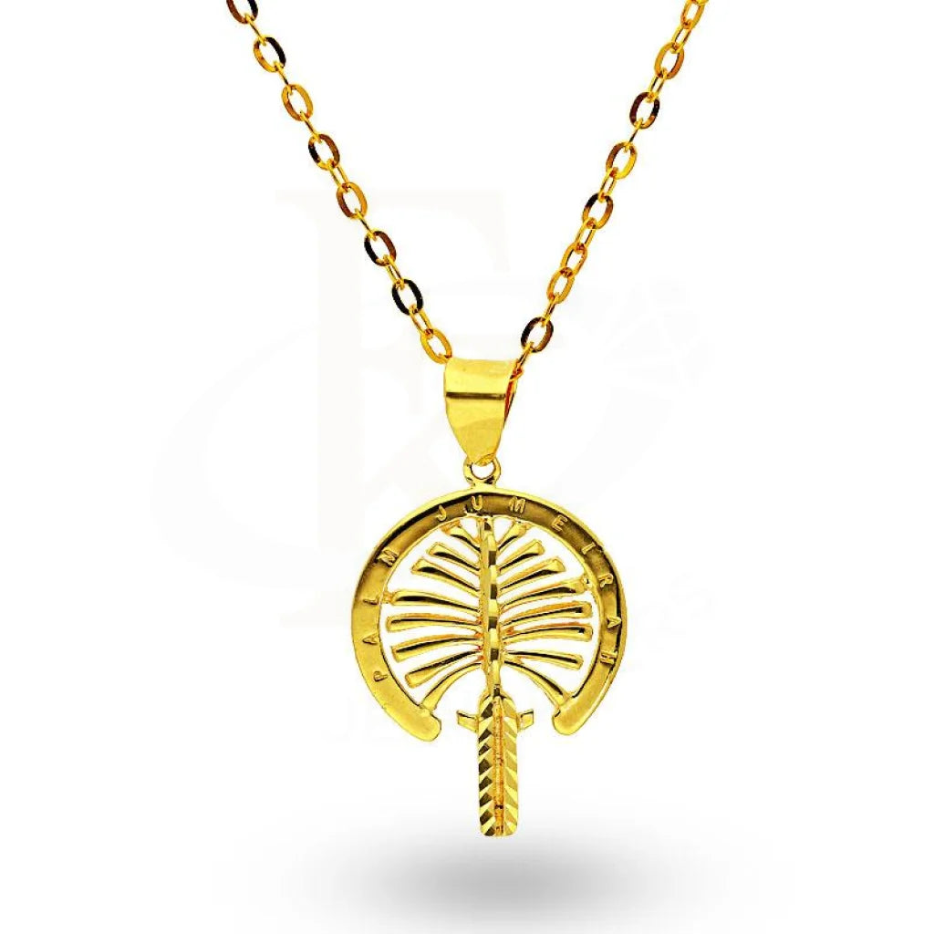 ladies necklaces winter-Gold Necklace (Chain with Palm Tree Pendant) 18KT - FKJNKL18K2044