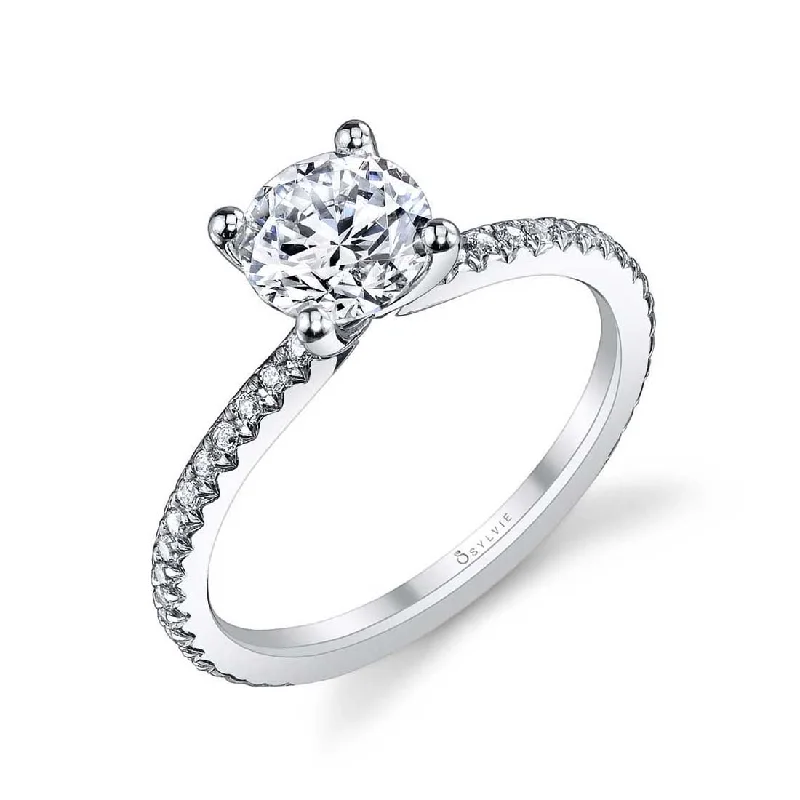 Ladies engagement rings stay shine -Sylvie Round Solitaire Engagement Ring S1093-WG