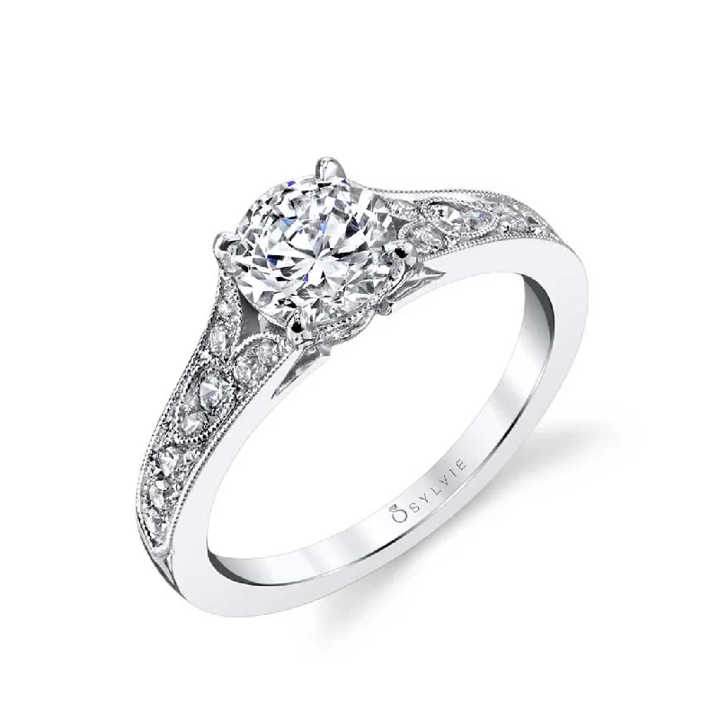 Ladies engagement rings zap glow -Sylvie Vintage Inspired Engagement Ring S1389