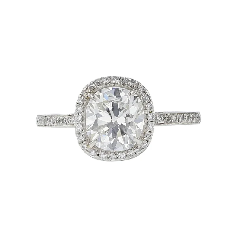 Ladies engagement rings frame charm -Chopard Cushion-cut Diamond Halo Engagement Ring