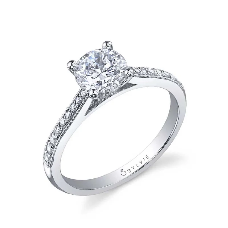 Ladies engagement rings milestone shine -Sylvie Round Solitaire Engagement Ring SY821