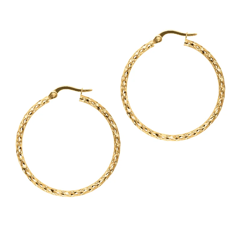 Ladies earrings relic radiance -10K Gold Round Diamond Cut Hoop Earring