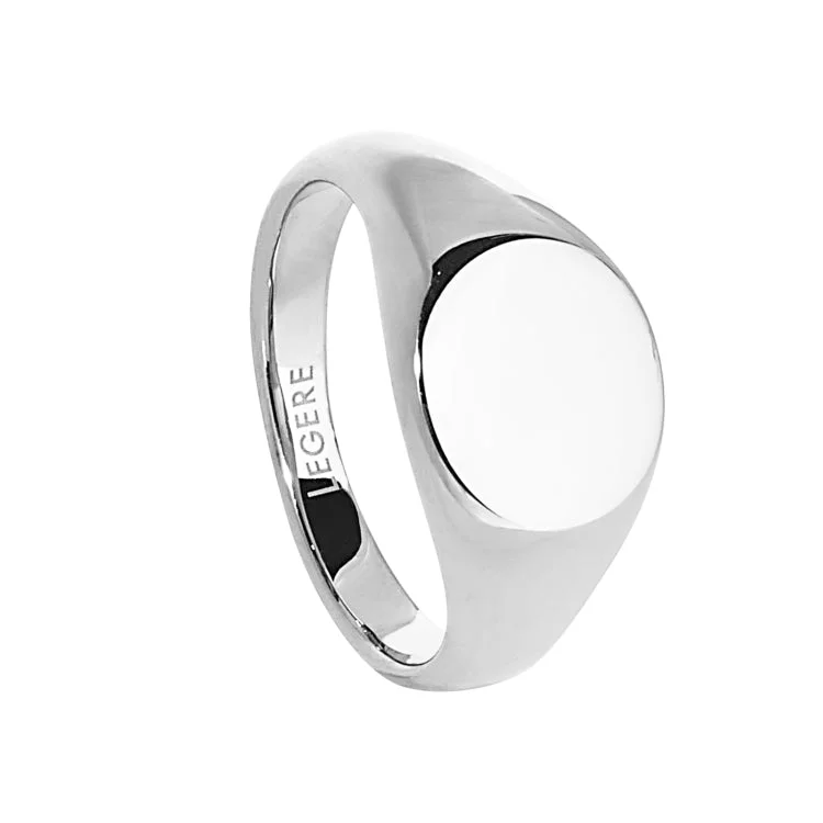 Ladies rings funk charm -Stainless Steel Round Signet Ring  - Size 8