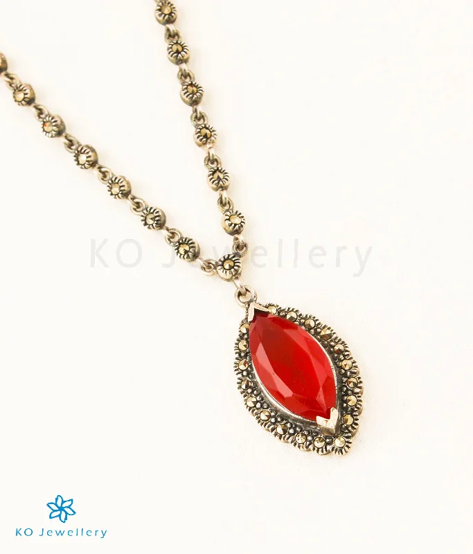 ladies necklaces unity-The Nayanika Silver Marcasite Necklace (Red)