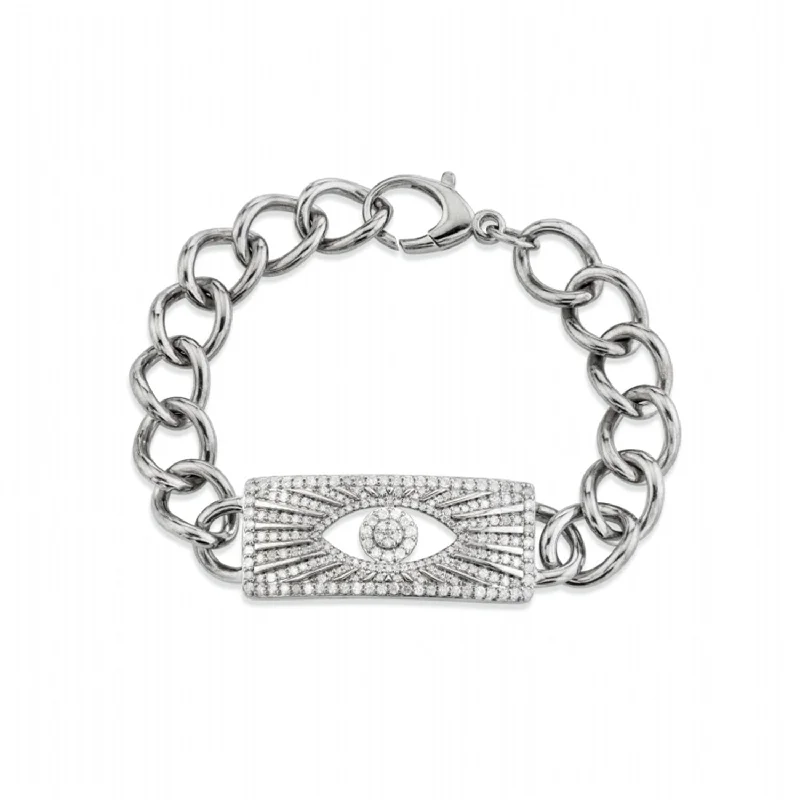 ladies bracelets formal-Evil Eye Diamond ID Bracelet B0003004